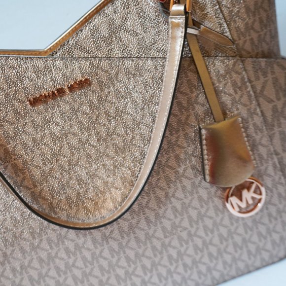 Michael Kors Jet Set Travel Large Chain Shoulder Tote Bag MK Rose Gold - Picture 13 of 13